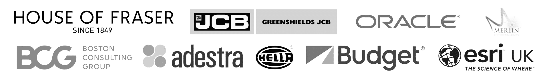 Company Logos including JCB, Oracle and more